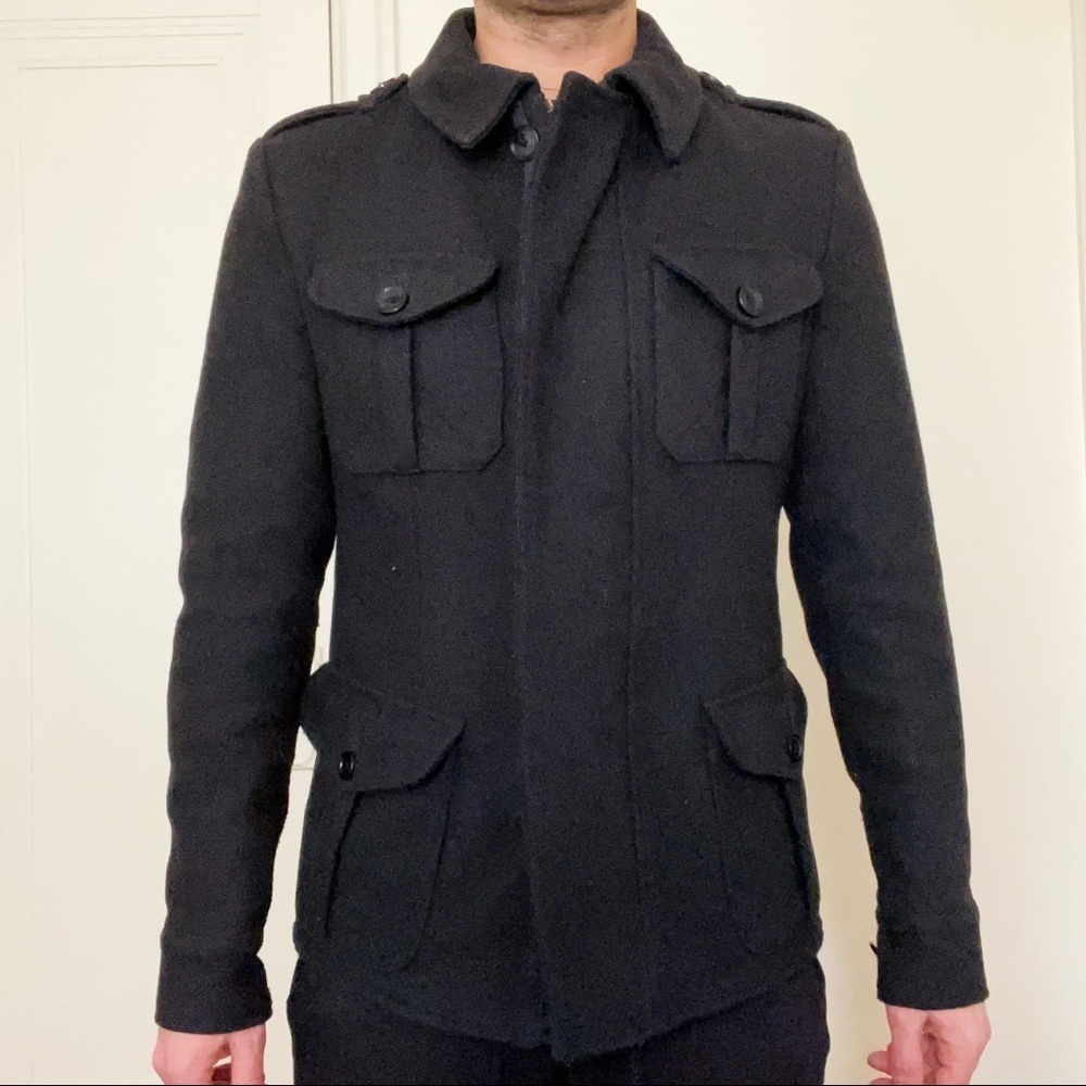 Daniele Alessandrini Wool Blend Military Jacket Black Men’s Size Medium